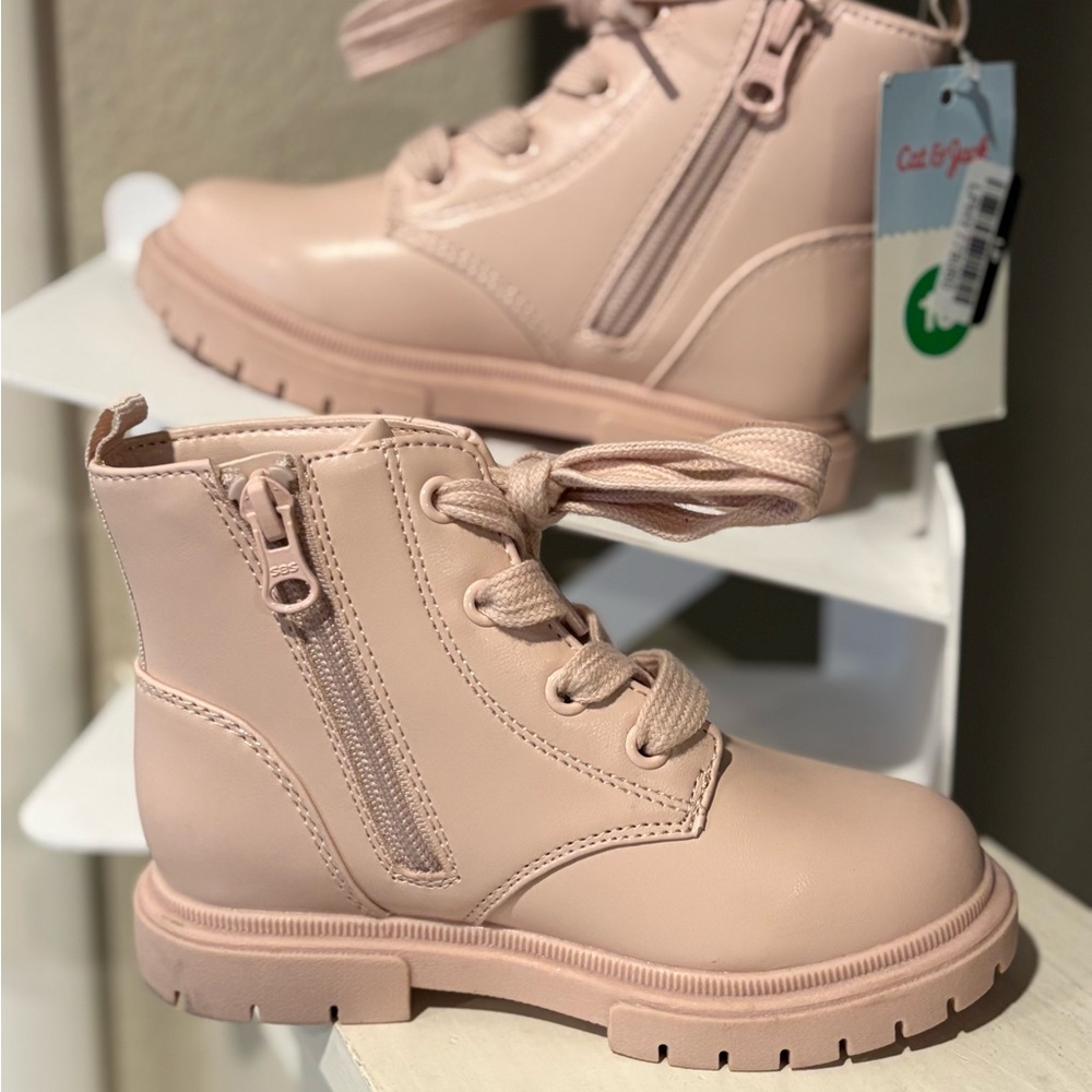 Cat And Jack Lace Up/Zip Pink Blush Amaya Combat Boot Toddler Sz 10 - Picture 2 of 6